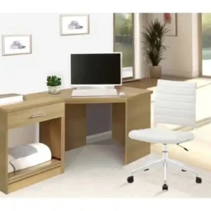 Small Office Slimline Corner Desk With Printer Drawer Unit
