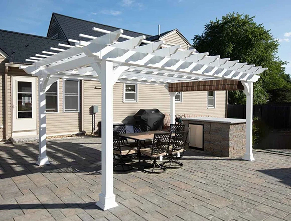 Waterproof Vinyl Pergolas installed in outdoor spaces with durable weather-resistant roofing