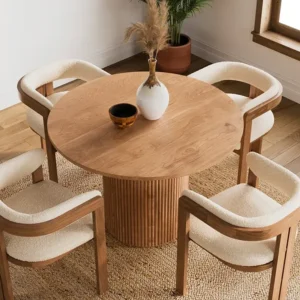 Amari Oak Round Slatted Dining-Table