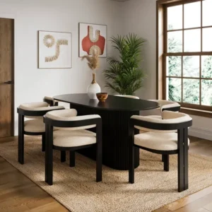 Amari Oak Veneer Slatted Base Oval Dining Table
