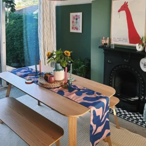 Anton Oak Veneer Dining Table with Two Benches