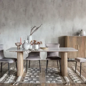 Bombay Marble Dining Table with Mango Wood Base