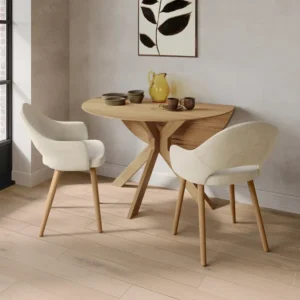 Carson Oak Drop Leaf Round Dining Table