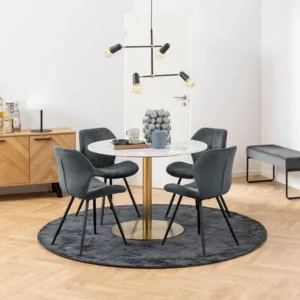 Corby White Marble Effect Round Dining Table