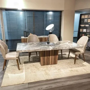 Empire Grey Marble Pedestal Dining Table