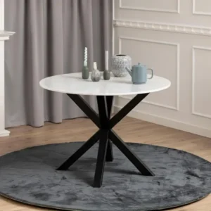 Heaven White Marble Effect Round Dining Table
