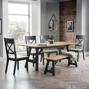 Hockley Natural Oak Effect Trestle Dining Table