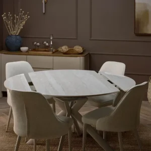 Lucia Travertine Ceramic Swivel Dining Table