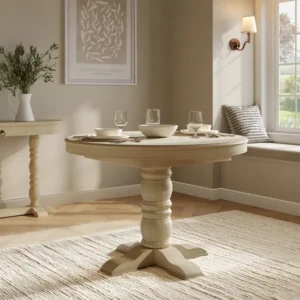 Madeline Lime-washed Pine Round Dining Table