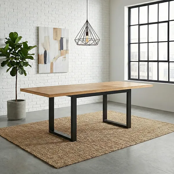 Maine 10-Seater Natural Oak Metal Extendable Dining Tables