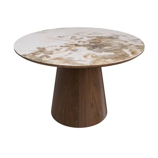 Malia Walnut Marble Effect Round Dining-Table