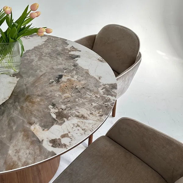 Malia Walnut Marble Effect Round Dining Table