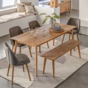 Manila 8-Seater Solid Oak Chevron Extendable Dining Table