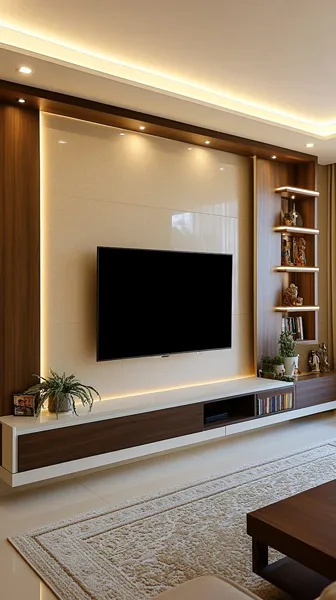 Modern TV units and custom living room wall features in Sharjah